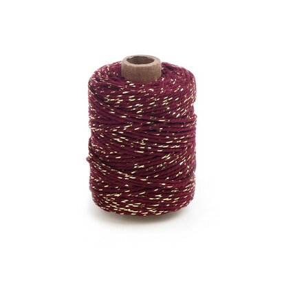 Cotton cord bordeaux/gold roll