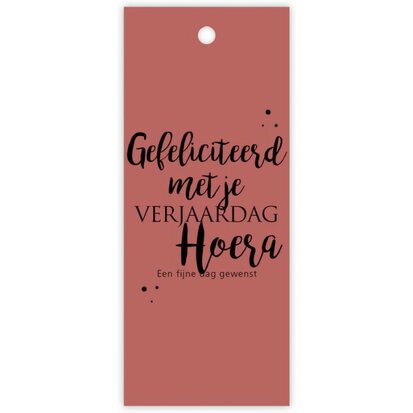 Cadeaulabel Gefeliciteerd met je verjaardag brique