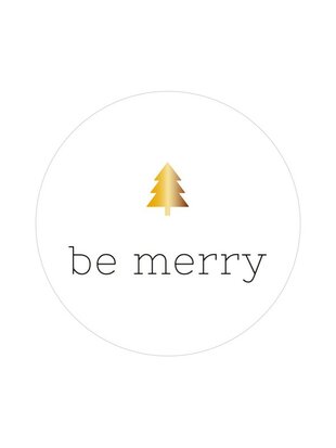 Sticker Be merry wit/goud (boompje)