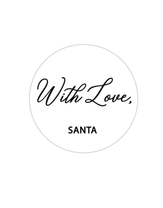 Sticker With love, Santa wit/zwart