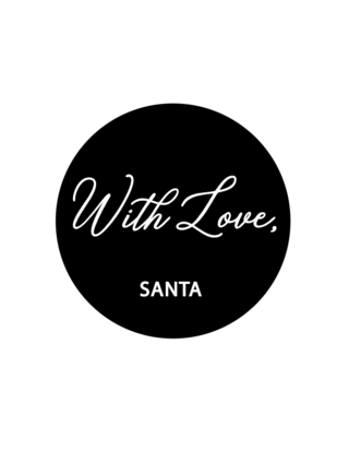 Sticker With love, Santa zwart/wit