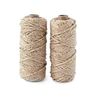 Cotton cord twist natural/gold roll