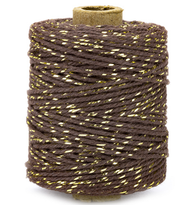Cotton cord dark brown/gold roll
