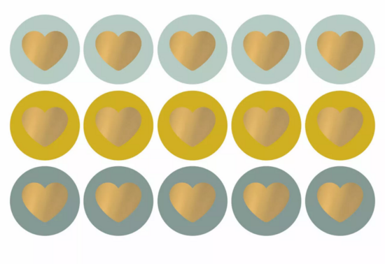 Sticker Lovely hearts cool tones/gold