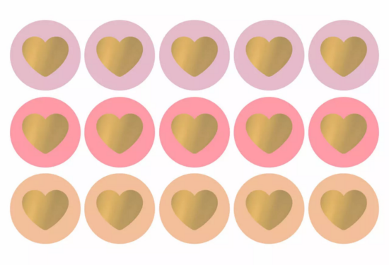 Sticker Lovely hearts pretty pink/gold