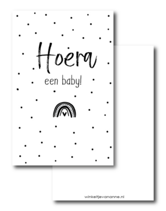 Mini kaartje Hoera een baby! (regenboog)