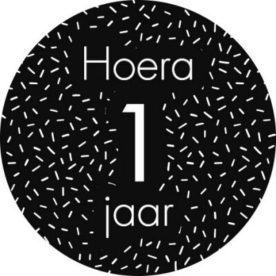 Sticker Hoera 1 jaar (sprinkles)