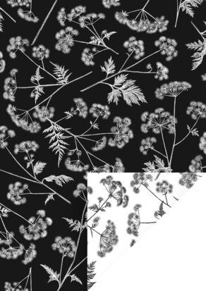 Cadeaupapier Dotted wildflower Black/white