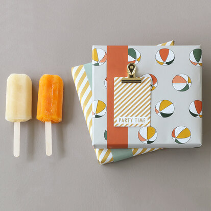 Cadeaulabel Party stripes yellow