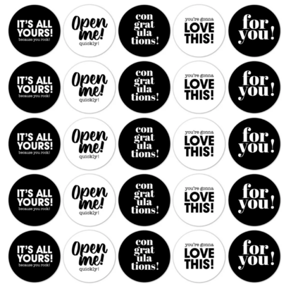 Stickers Text mix zwart/wit