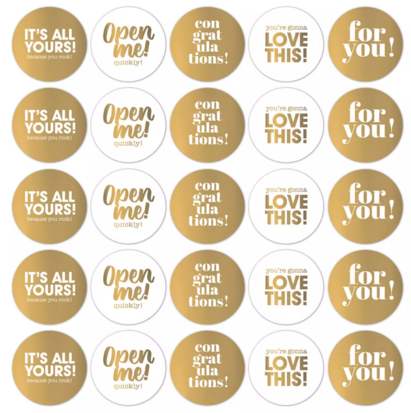 Stickers Text mix goud/wit
