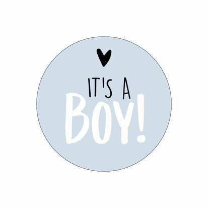 Sticker It's a boy! blauw/wit