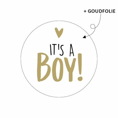 Sticker It's a boy! wit/goud