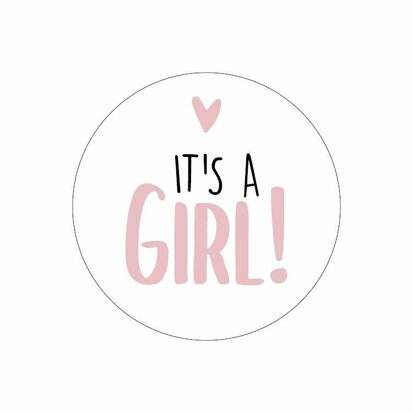 Sticker It's a girl! wit/roze