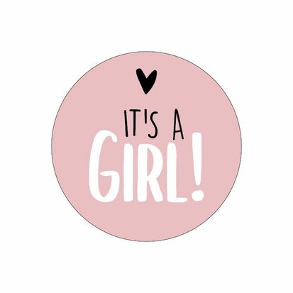 Sticker It's a girl! roze/wit