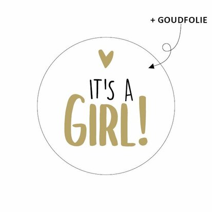 Sticker It's a girl! wit/goud