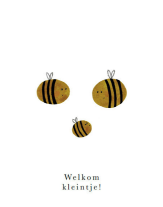 Wenskaart Bijen 'Welkom kleintje'