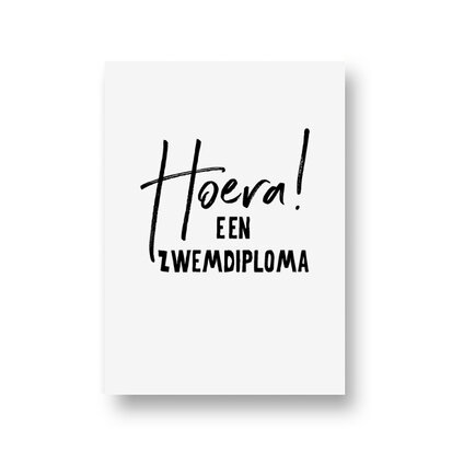 Ansichtkaart Hoera een zwemdiploma!