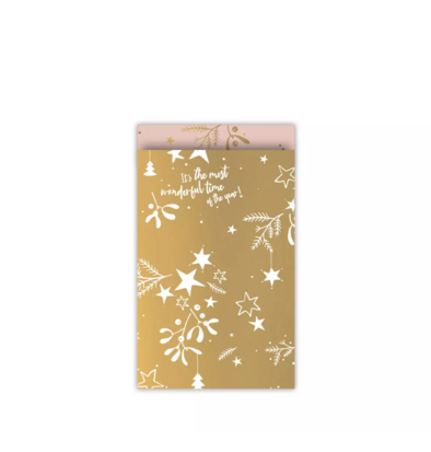 Cadeauzakjes Mistletoe kisses goud/roze 12 x 19