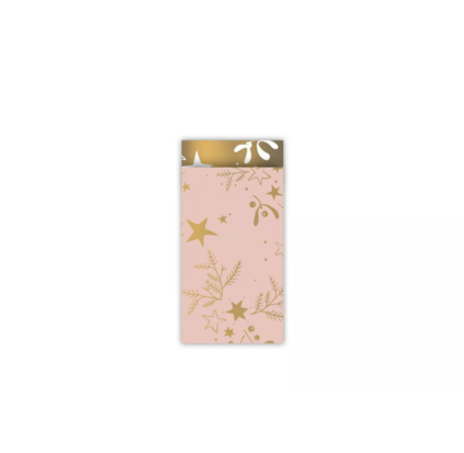 Cadeauzakjes Mistletoe kisses roze/goud 7 x 13 