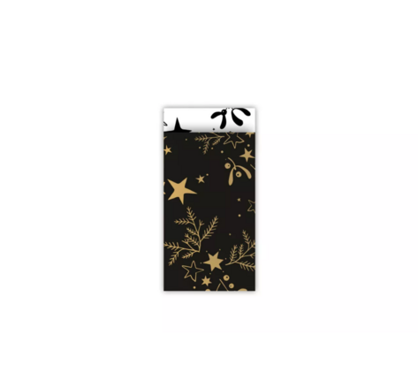 Cadeauzakjes Mistletoe kisses zwart/goud 7 x 13 