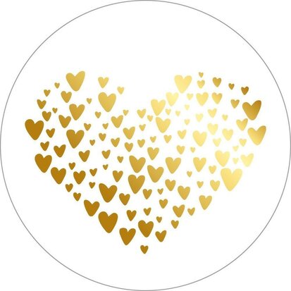 Sticker Little hearts wit/goud XL