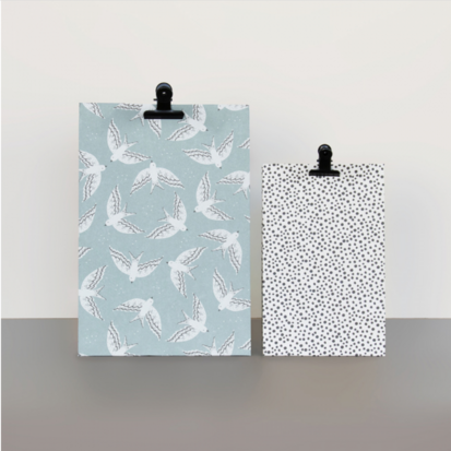 Blokbodemzak Birds ice blue middel