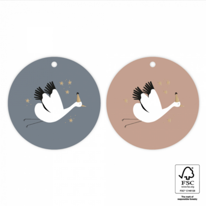 Cadeaulabel Duo baby bird blue grey