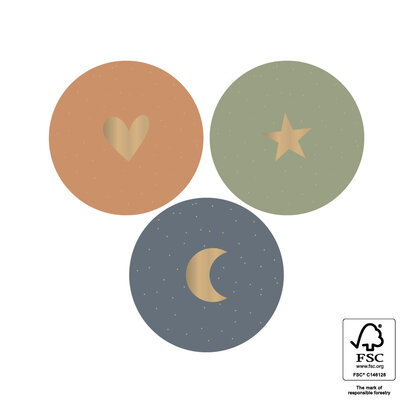 Stickers Multi - Heart/ Star/ Moon - faded