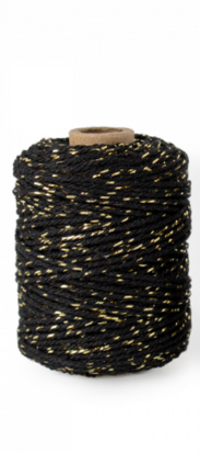 Cotton cord black/gold roll