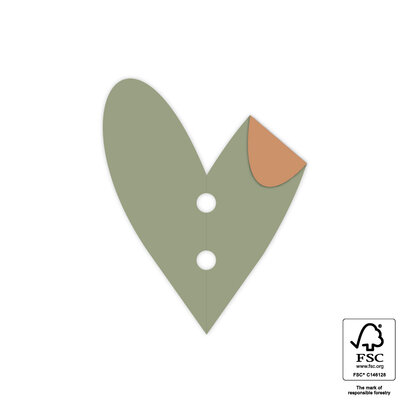 Cadeaulabel Heart old green/old orange