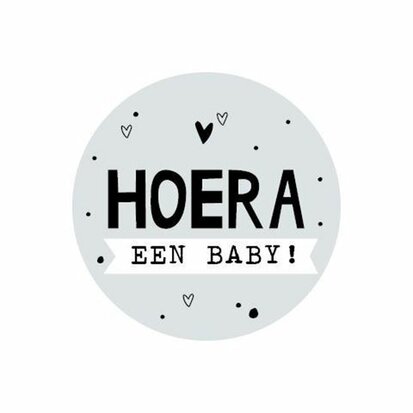 Stickers Hoera een baby! mint/grijs