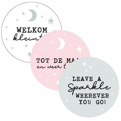 Stickers Welkom kleintje/tot de maan assorti