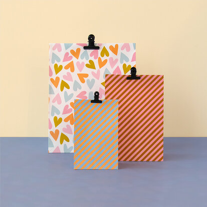 Blokbodemzak Stripes Candy Pink - Retro Yellow middel