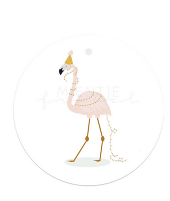 Cadeaukaartje Flamingo (rond)