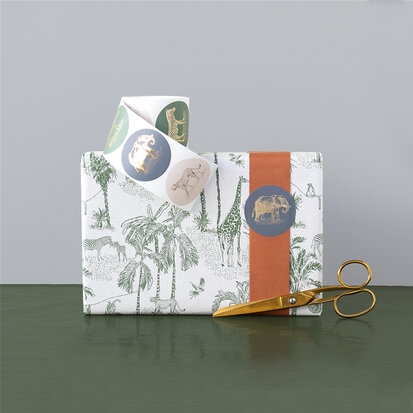 Cadeaupapier Vintage Jungle green - cognac 