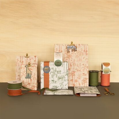 Cadeaupapier Vintage Jungle green - cognac 