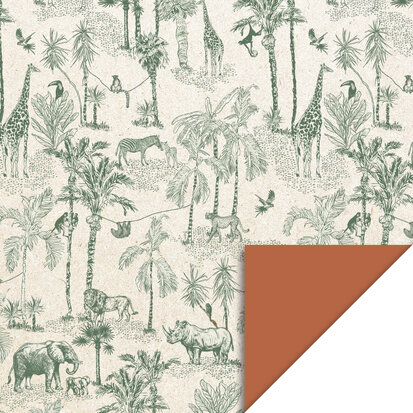 Cadeaupapier Vintage Jungle green - cognac 