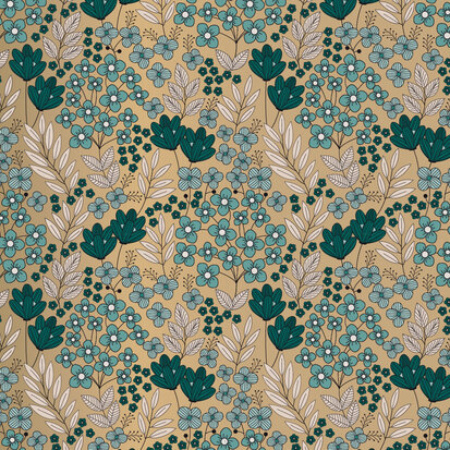 Cadeaupapier Flower Field gold - jade blue