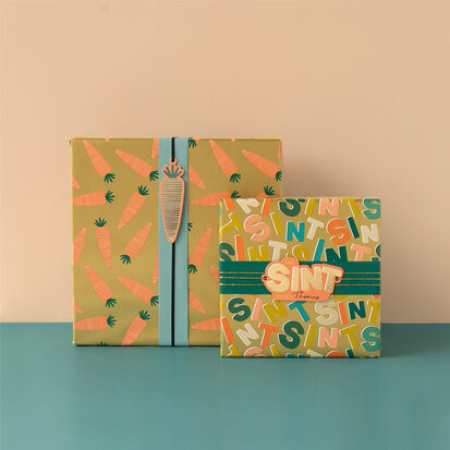Cadeaupapier Sint Wortel goud - lake blue 