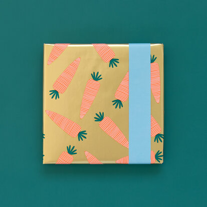Cadeaupapier Sint Wortel goud - lake blue 