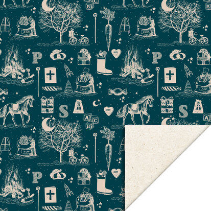 Cadeaupapier Sint Vintage dark blue