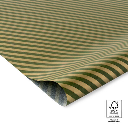 Vloeipapier Stripes - Forest Green / Gold