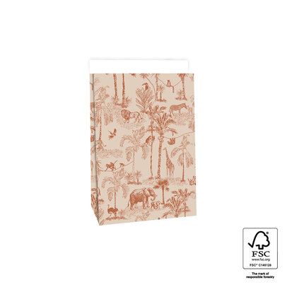 Blokbodemzak Vintage Jungle Dark Cognac middel