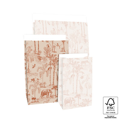 Blokbodemzak Vintage Jungle Dark Cognac middel