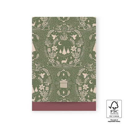 Cadeauzakjes X-mas Illustration Green - Beet Red 17 x 25