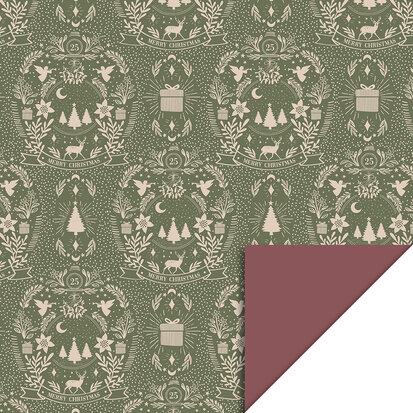Cadeauzakjes X-mas Illustration Green - Beet Red 17 x 25
