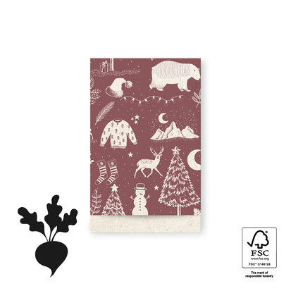 Cadeauzakjes X-mas Vintage Beet Red 12 x 19