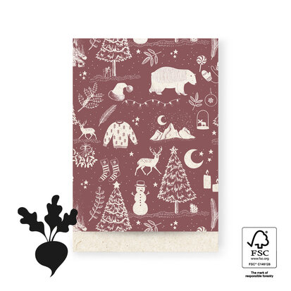 Cadeauzakjes X-mas Vintage Beet Red 17 x 25
