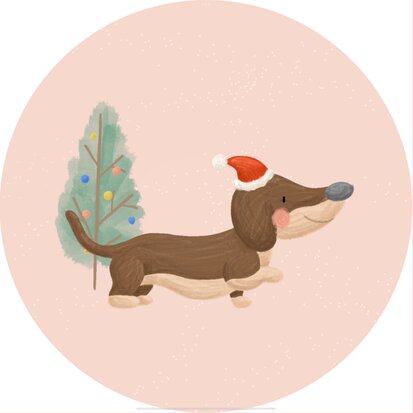 Sticker Teckel met kerstboom small